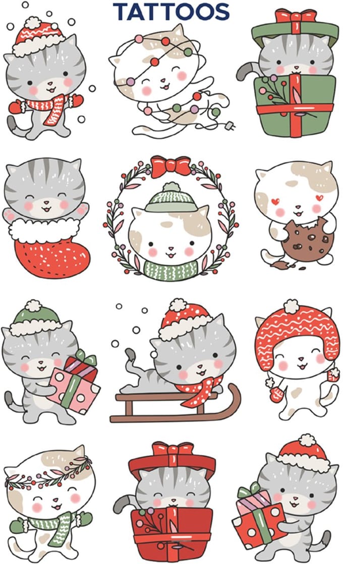 Kinderen kerst tijdelijke tatoeages 'katten'