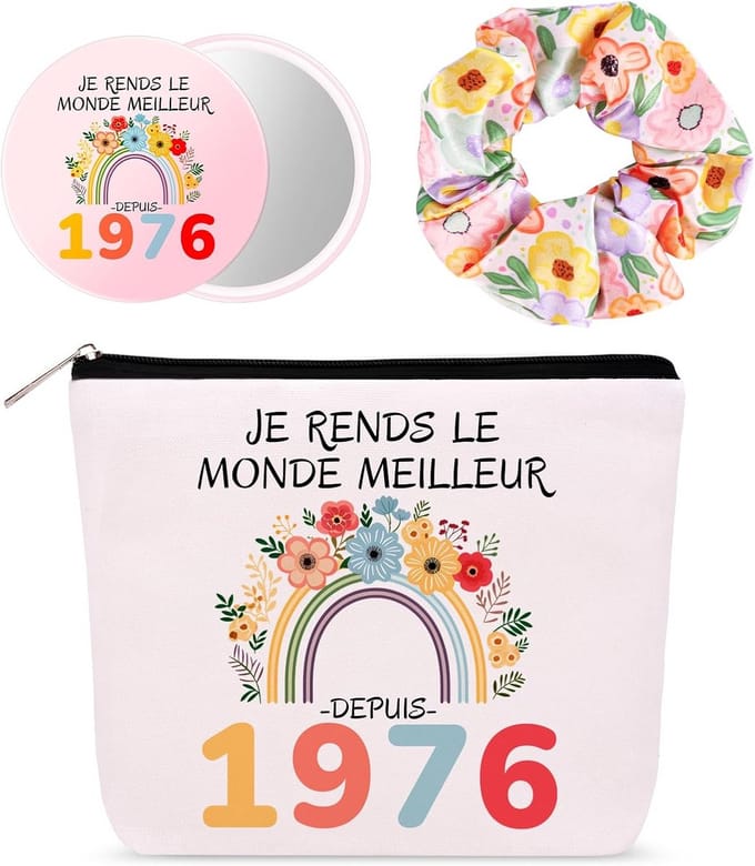 Luxe Cadeauset voor 50e Verjaardag Dames: Make-uptas, Spiegel en Scrunchie