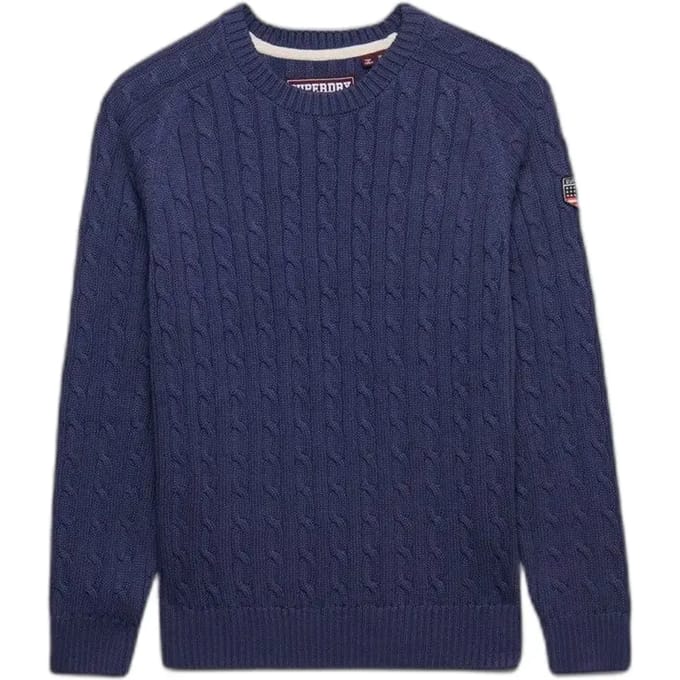 Superdry Slouchy Kabeltrui Blauw Grootte: 44