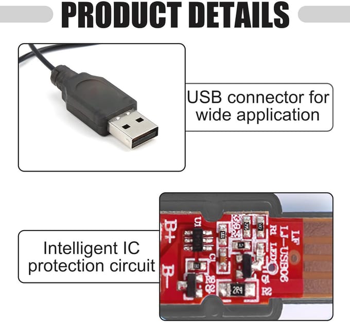 USB-oplaadkabel 3,7 V met SM-2P-stekker voor RC-Drones en Voertuigen - Set van 2