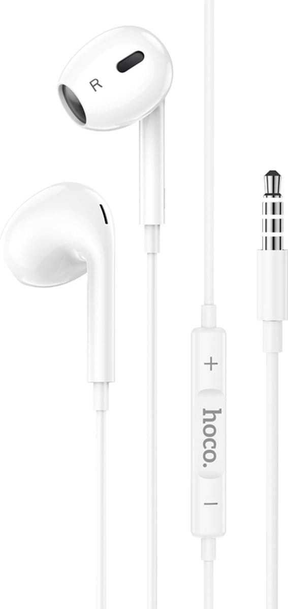 Oortjes met draad - Microfoon - In Ear Oordopjes - 3,5mm Jack Aansluiting - 120cm kabel - Wit