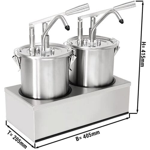 GGM Gastro Saucenspender - 2x 4 Liter - inkl. Edelstahlgestell Zilver