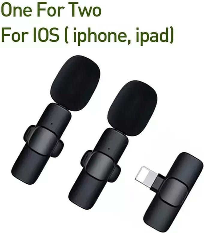 TechU™ 2 Stuks Mini Draadloze Microfoon – voor iOS – iPhone Aansluiting – Interviews Opnemen – Met Clip – Zwart