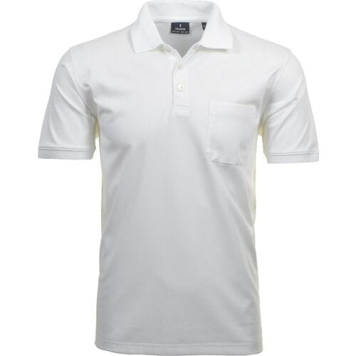 Ragman Softknit Poloshirt Breast Pocket Pima Cotton Mix Wit / male