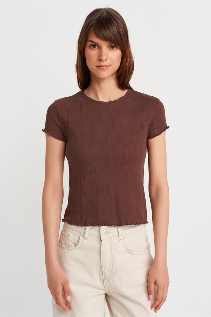 Dames Slim Fit Katoenen Rondhals T-Shirt
