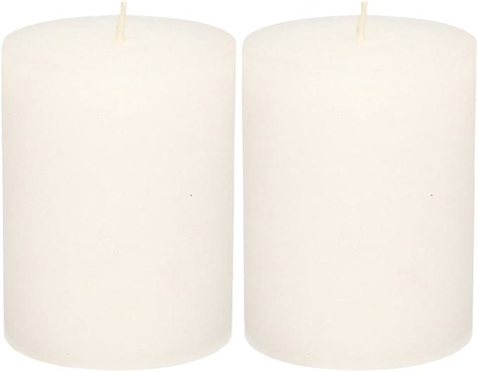 Atmosphera Stompkaars - 2x - wit - 7 x 9 cm - middel rustiek model - cilinderkaars - kaars