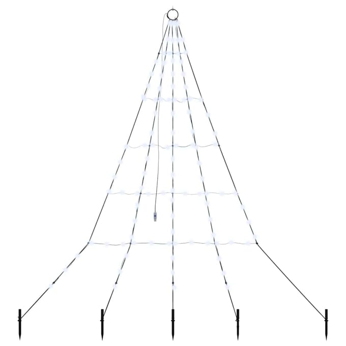 vidaXL - LED - Kerstboom - met - Grondspikes - Koudwit - 182 - cm - Metaal