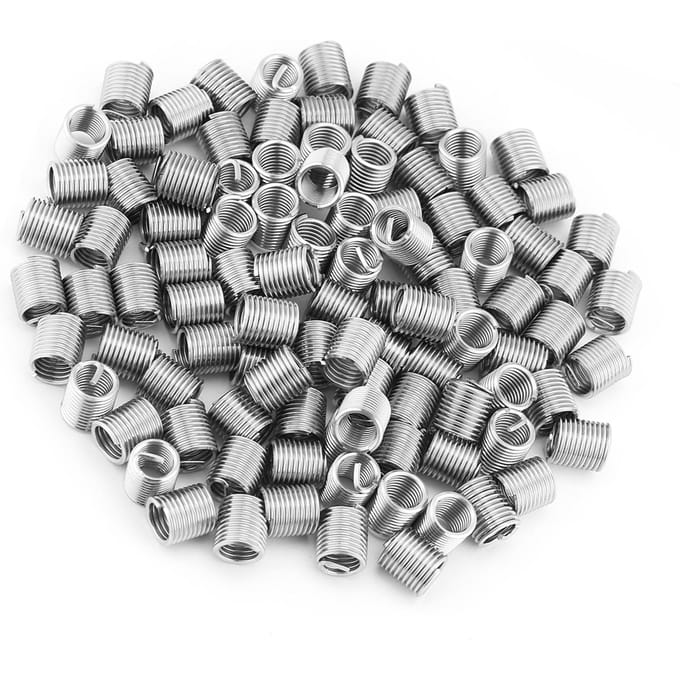 100 stuks Roestvrij Staal SS304 Spiraalvormige Draad Helische Schroefdraadinzetstukken M8 x 1.25 x 2D Lengte