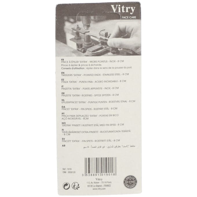 Vitry Face Care Epileer Pincet INOX Extra Puntig 1Stuks