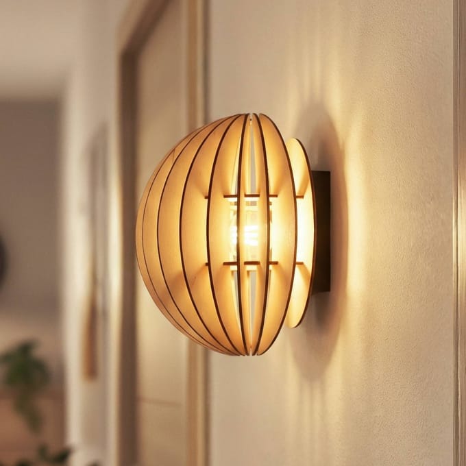 MCJ Wandlamp Clay, Ø 23 cm, berkenmultiplex, vlak, E27