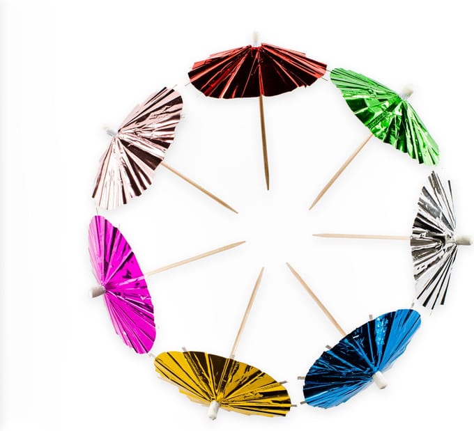 Parasol picks metallic multicolours, 10 stuks