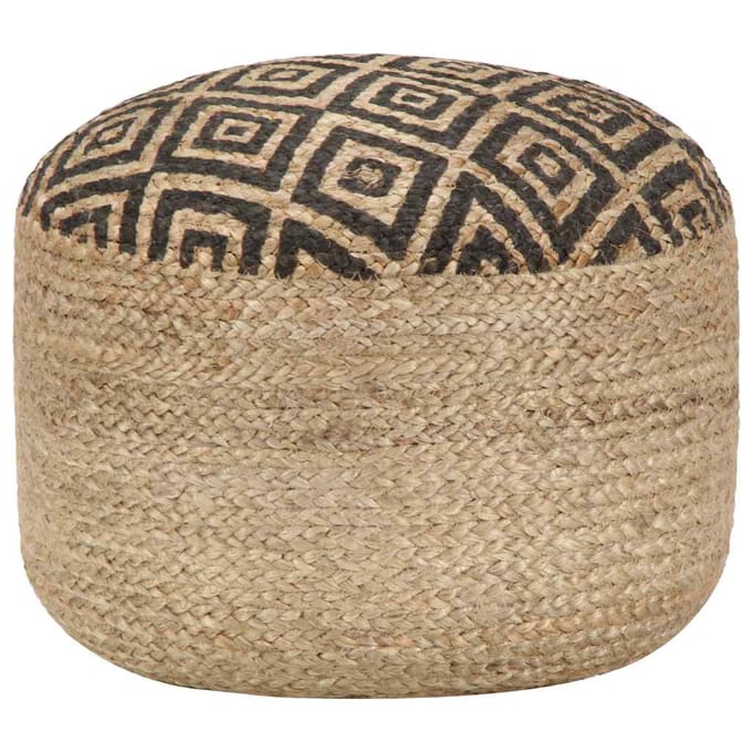 vidaXL - Poef - handgemaakt - 45x30 - cm - jute - zwart