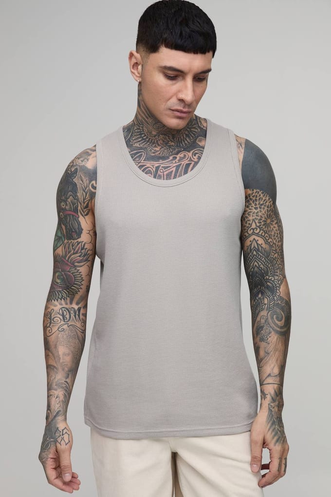 Tall Essential Regular Waffle Hemd | Grey | Size Small