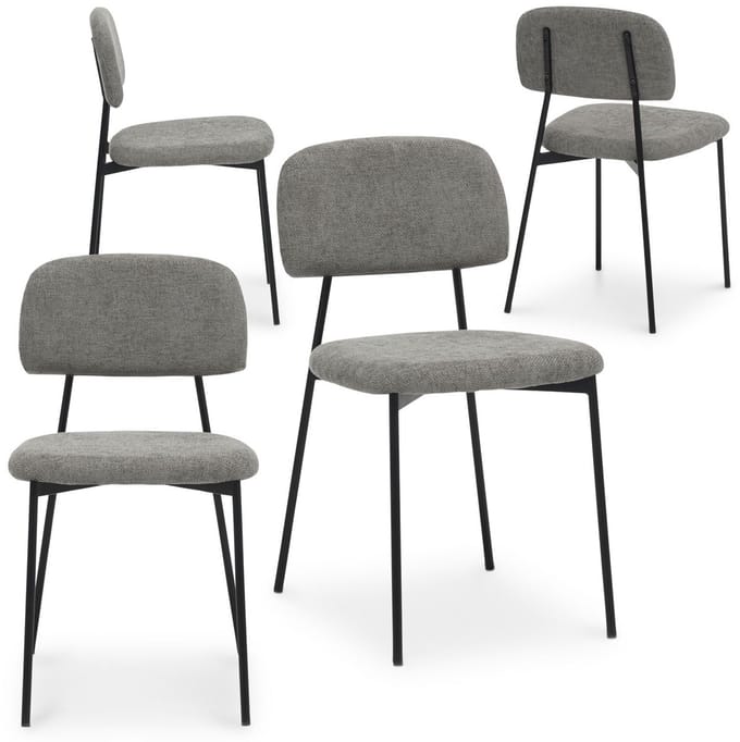 Eetkamerstoelen TOLEDO, set van 4, gestoffeerd – lichtgrijs