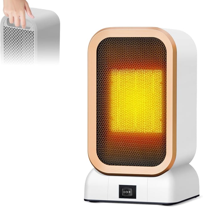 Mini-ventilatorkachel - extra verwarming, 1000 W, PTC, energiebesparend, 2 verwarmingsmodi, kleine extra verwarming