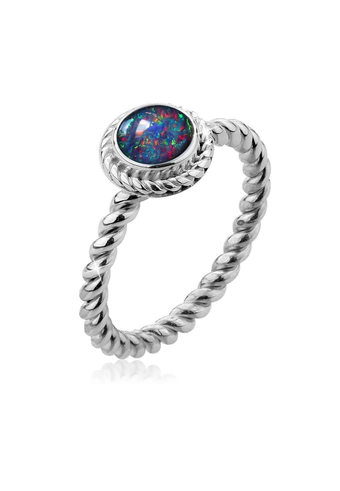 Nenalina - Ring - Tripletten-Opal Geburtsstein Oktober Boho 925 Silber - Dames
