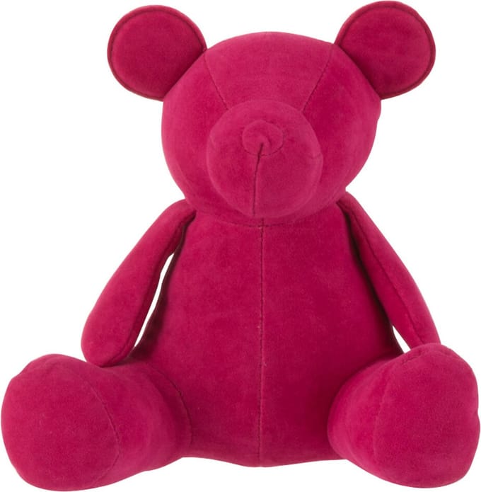 J-Line figuur Beer - fluweel/katoen - roze - small