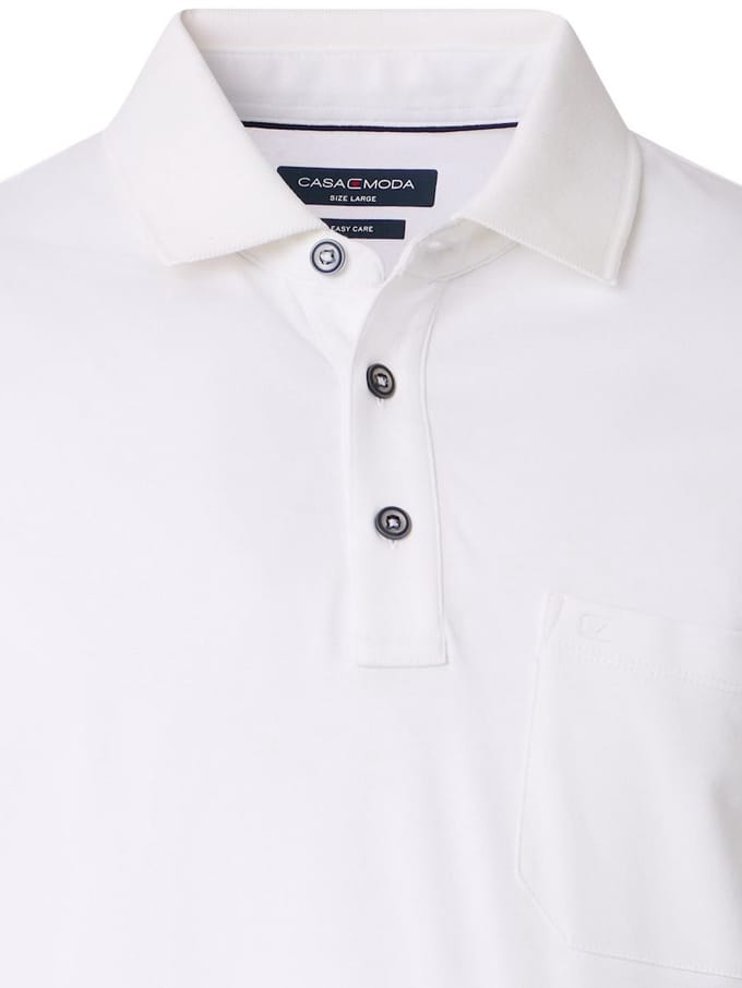 Poloshirt Met Borstzakje 3 Knoops Wit Casa Moda - M