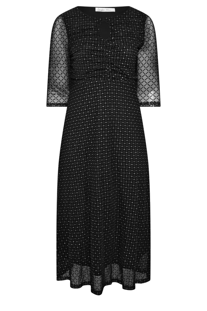 Yours London Yours Zwarte Maxijurk Met Glittersize 48