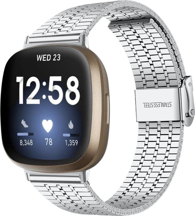 Strap-it Luxe RVS horlogeband - stalen bandje geschikt voor Fitbit Versa 3 / Fitbit Sense - zilver