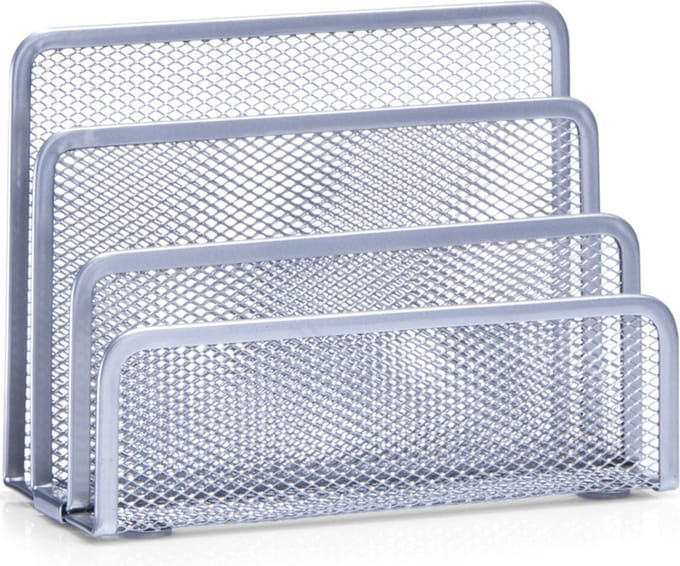 Zeller Brievenhouder postbakjes - zilver - 3-vaks - 17 x 13,5 cm - draadmetaal/mesh - organizer