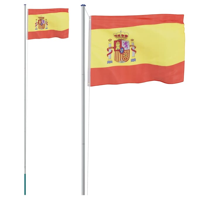 vidaXL - Vlag - met - vlaggenmast - Spanje - 6,08 - m - aluminium