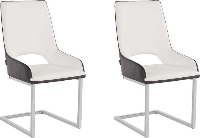 Irma-Eetkamerstoel - Set van 2 - Zwart/Wit PU
