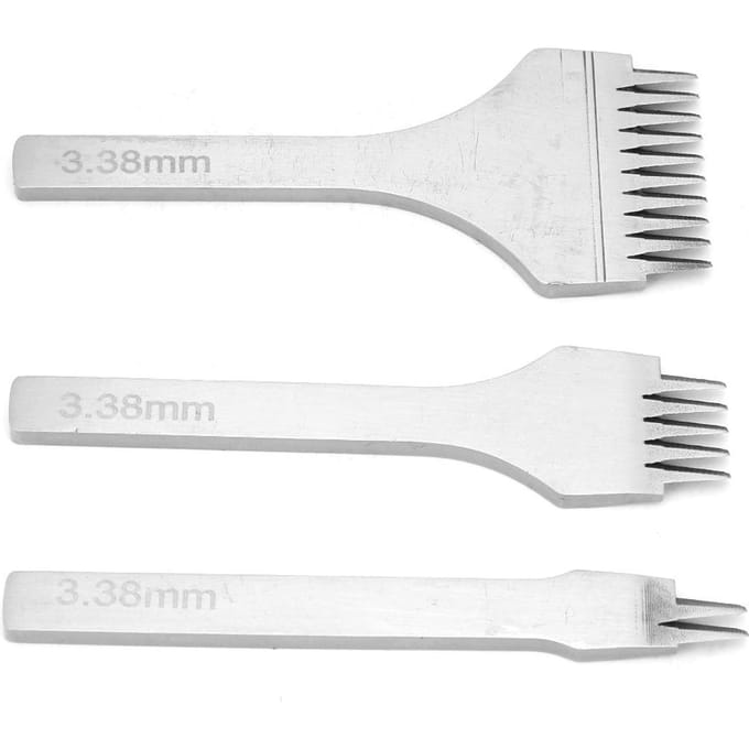 Lot de 3 ciseaux à cuir pour travaux manuels, 2,7/3,0/3,38/3,85 mm, outil de perforation(3,38 mm) white