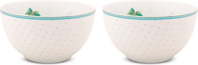 Pip Studio Jolie Flowers Dots Kommen - Servies - Set van 2 schaaltjes - Goud - 15cm