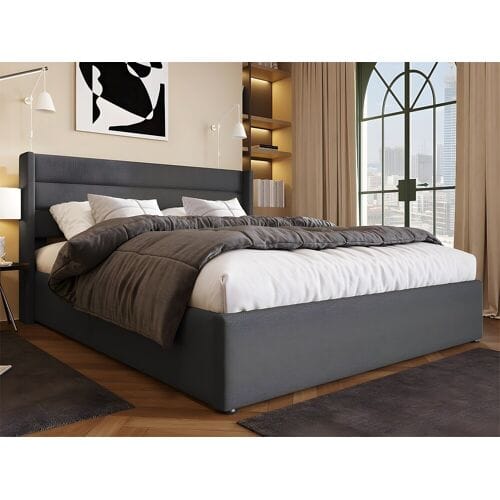 ModernLuxe Linnenopbergbed 180x200cm met lattenbodem - Grijs