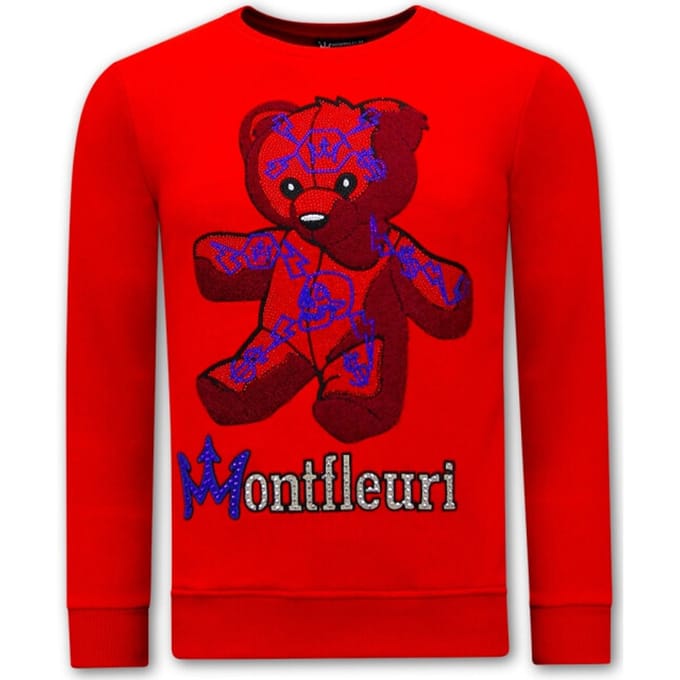 Heren Sweater met Print Teddy Bear - 3617 - Rood