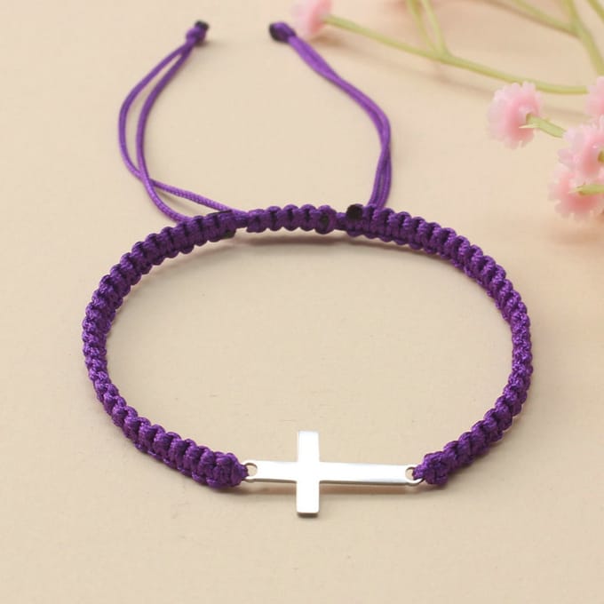 VANDAAG VERZONDEN - Armbanden Paars - 2 STUKS - Kruis - Christelijk - Handmade - Armband Vriendschap