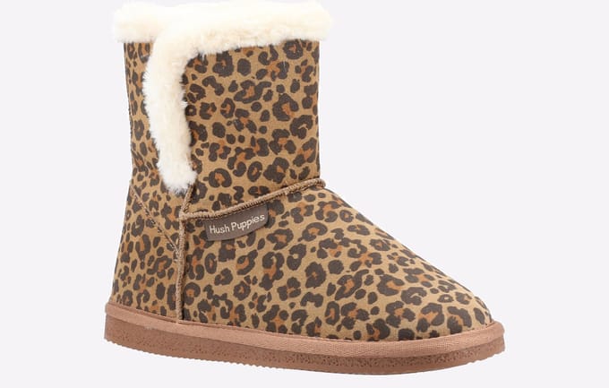 Hush Puppies Ashleigh Dames Pantoffels Met Luipaardprint Van Imitatiebont