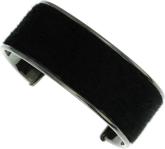 Behave - Klemarmband zwart stofaccent - Urban look - Statement stijl