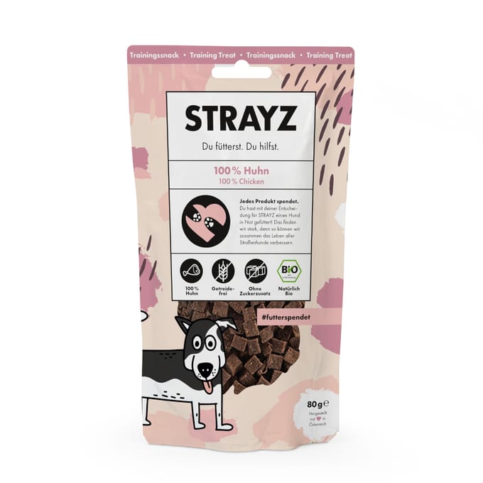 4x80g biologische kip STRAYZ BIO trainingssnack hondensnack