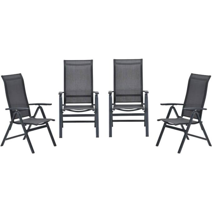 Garden Impressions Osaka verstelbare tuinstoelen set van 4 – carbon black / dark grey