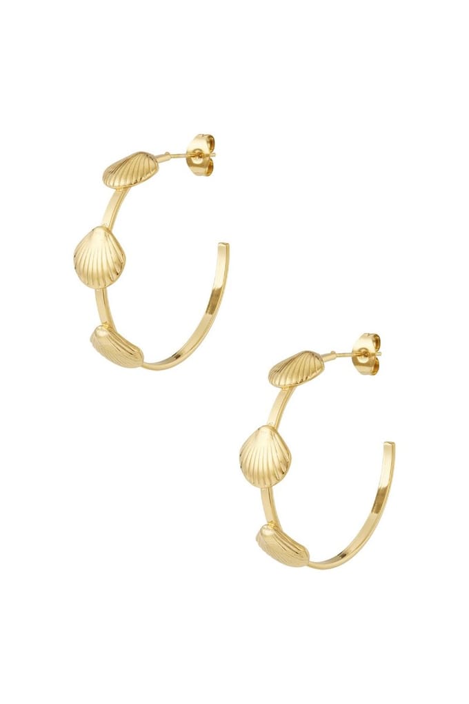 Bijoutheek Oorknoppen Open Hoop Schelpen Goud