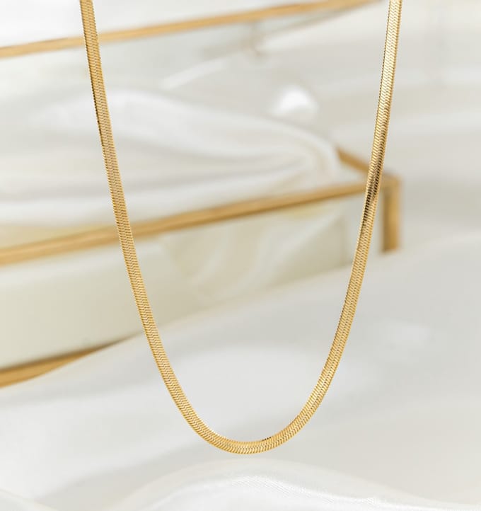 Platte Ketting | Stainless Steel Goud