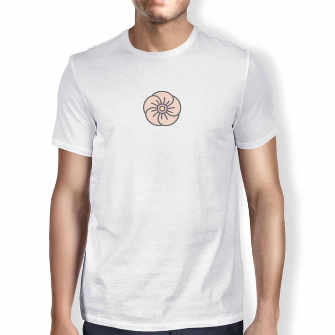 Basic T-shirt voor heren, 100% katoen, regular fit, Digital Icon Printed, maat: S, kleur: wit, wit, S