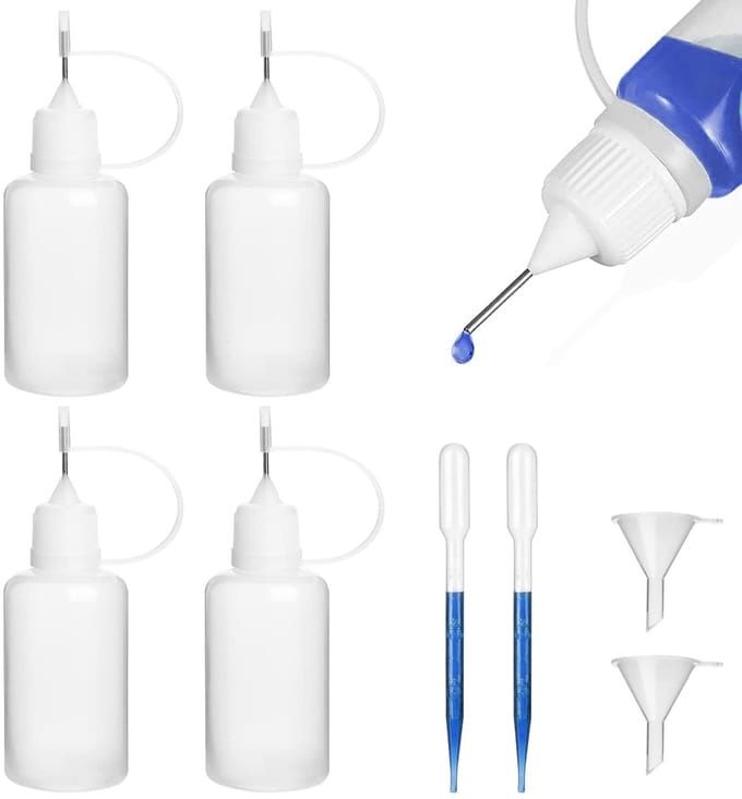 Dailygoods- Naaldfles 5ml - Set van 4 stuks - Applicatorfles - Druppelflesje met