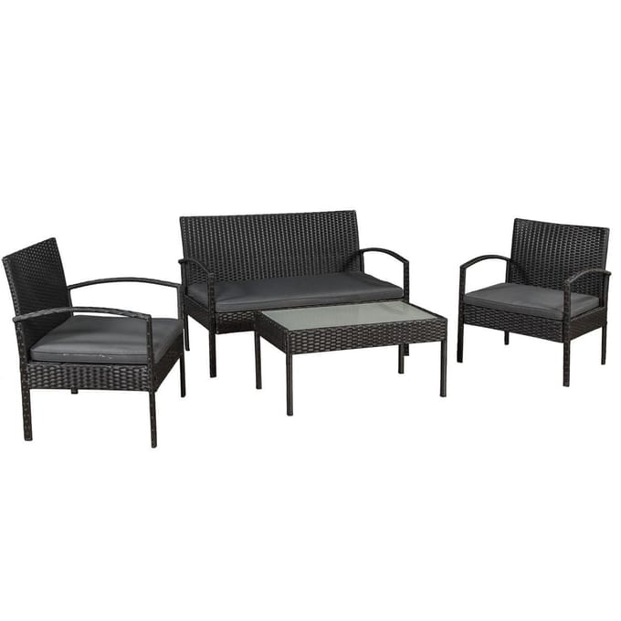 Loungeset Trinidad - Polyrotan - Donkergrijs