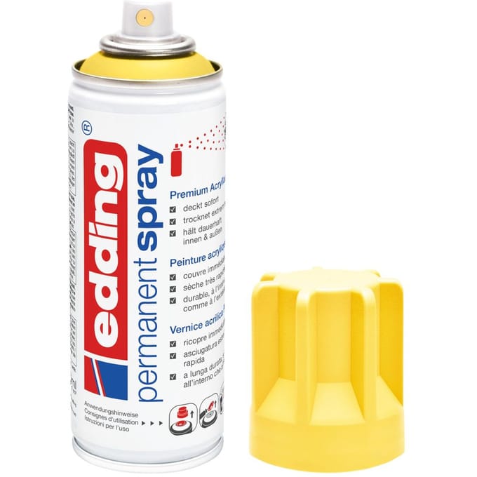 edding Spray 5200, 200 ml, premium acryllak mat, spuitbreedte ca. 50-60 mm, geel mat