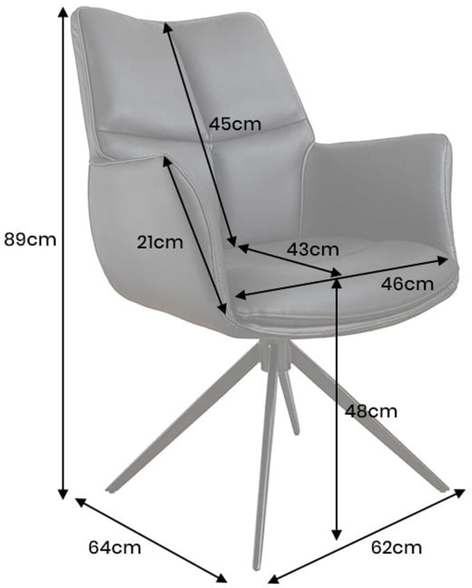 Bureaustoel PAPILLON zwart echt leer zwart metalen frame met armleuning - 45184