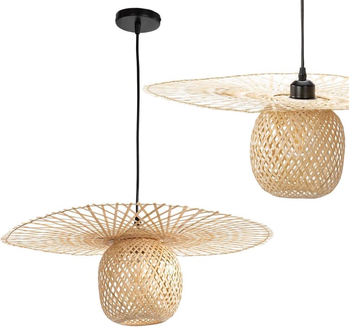 Toolight App881-1Cp Natural Hanglamp Zwart 57X57X18Cm