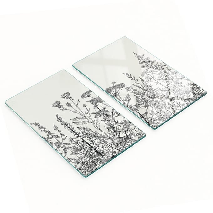 Glazen snijplanken met afbeeldingen van wilde bloemen, 2x30x52 cm