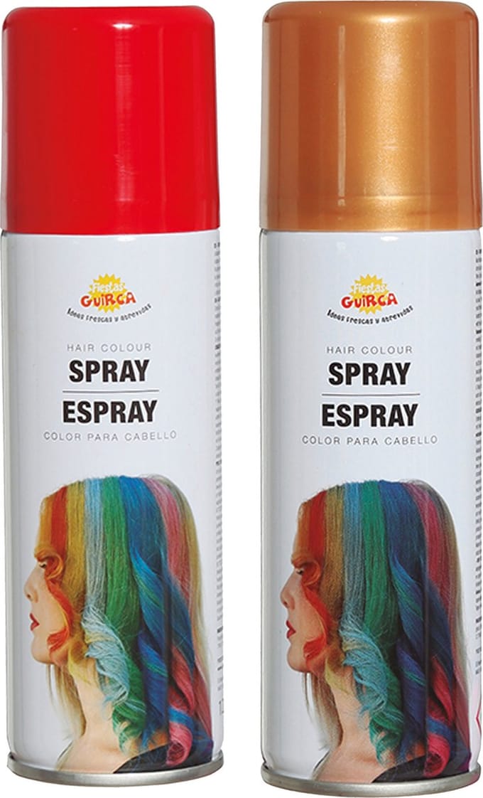 Fiesta Guirca Carnaval verkleed haar verf/spray - rood en goud - spuitbus - 125 ml