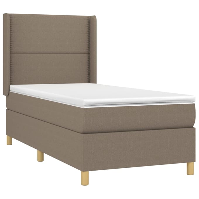 vidaXL - Boxspring - met - matras - stof - taupe - 100x200 - cm