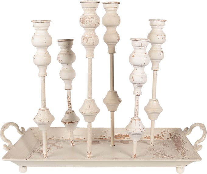 Clayre & Eef Kandelaar 55x26x43 cm Wit MDF