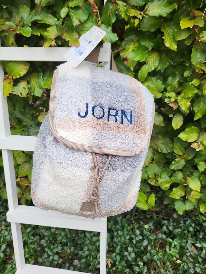 back to school Jollein rugzak check boucle met geborduurde naam/gepersonaliseerd