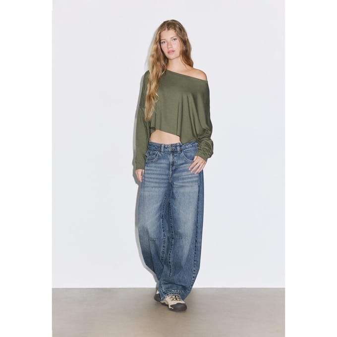 Stradivarius T-shirt met lange mouw  Kaki M